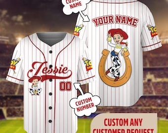 Custom Toy Story Jessie Baseball Jersey, Custom Kid Youth Adult Baseball Shirt, Toy Story Sport Outfit, Gift For Magic Kingdom Girl Trip