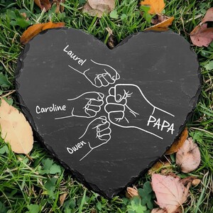 Fist Bump Dad And Kids Stone Sign Gift From Kids Sign Gifts For Dad Father&#39;s Day Unique Gift For Dad Garden Stone With Kids Names Grandpa