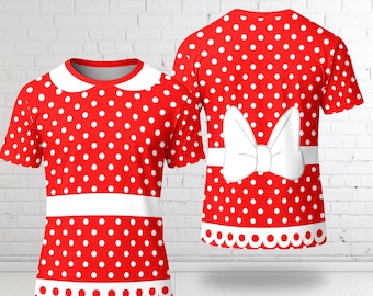 Minnie 3D Costume Cosplay T-Shirt, Minnie Halloween Shirt, Mickey Minnie All Over Printed Trip Shirt, Funny Minnie Mouse Birthday Girl Gift