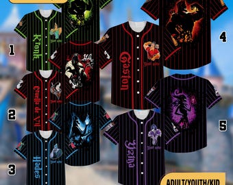 Custom Disney Villain Halloween Baseball Jersey, Cruella Ursula Evil Queen Matching Jersey, Villains Friends Matching Family Jersey