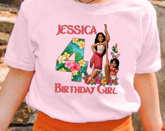 Personalized Moana 2  Birthday Family Shirts, Custom Princess Moana Matching T-Shirt, Princess Birthday Girl Party Shirt, Moana Movie Shirt