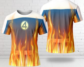 Johnny Storm Human Torch Costume Halloween Shirt, Human Torch Fantastic Four First Steps 3D Hoodie, Johnny Storm All Over Printed Sweatshirt