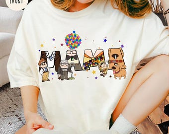 Camiseta personalizada Disney Up Adventure Mama, camiseta familiar a juego con la casa de globos de Carl Ellie Russell, regalo para el Día de la Madre de Up.