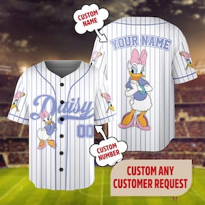 Personalize Disney Mickey & Friends Cute Striped White, Custom Disneyland Baseball Team, Mickey Mouse Birthday Tee, Gift for Disney Fans zdjęcie 6