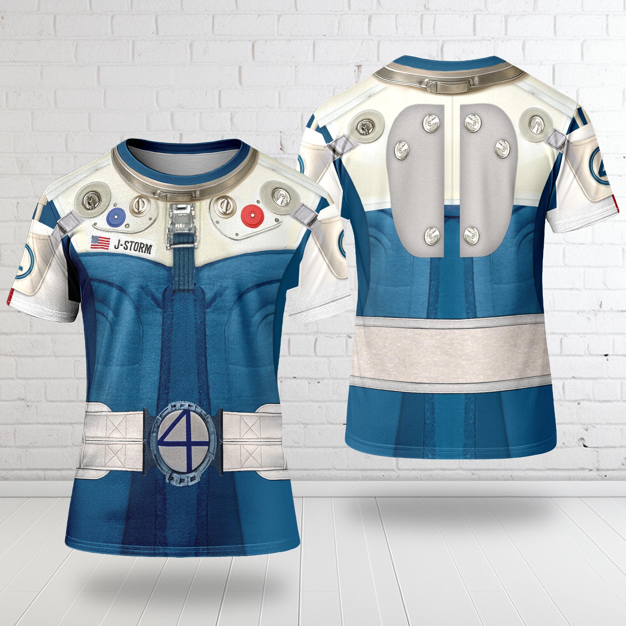 Discover Johnny Storm Spacesuit Cosplay Halloween 3D T-Shirt, Jonny Storm The Fantastic Four First Steps Tee,  Jonny Storm Astronaut Costume Shirt