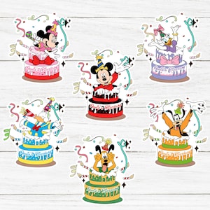 Personalized All Characters Cake Mickey Birthday Cruise Magnet, Mickey & Friends Family Birthday Trip Magnet, Birthday Boy Birthday Girl