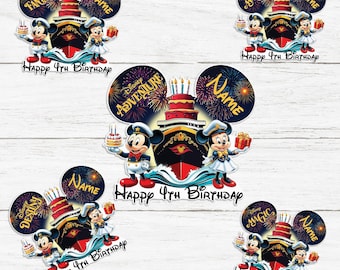 Personalized Mickey And Friends Birthday Cruise Magnet, Custom Happy Birthday Family Cruise Decoration, Birthday Boy Girl Cake Door Magnet