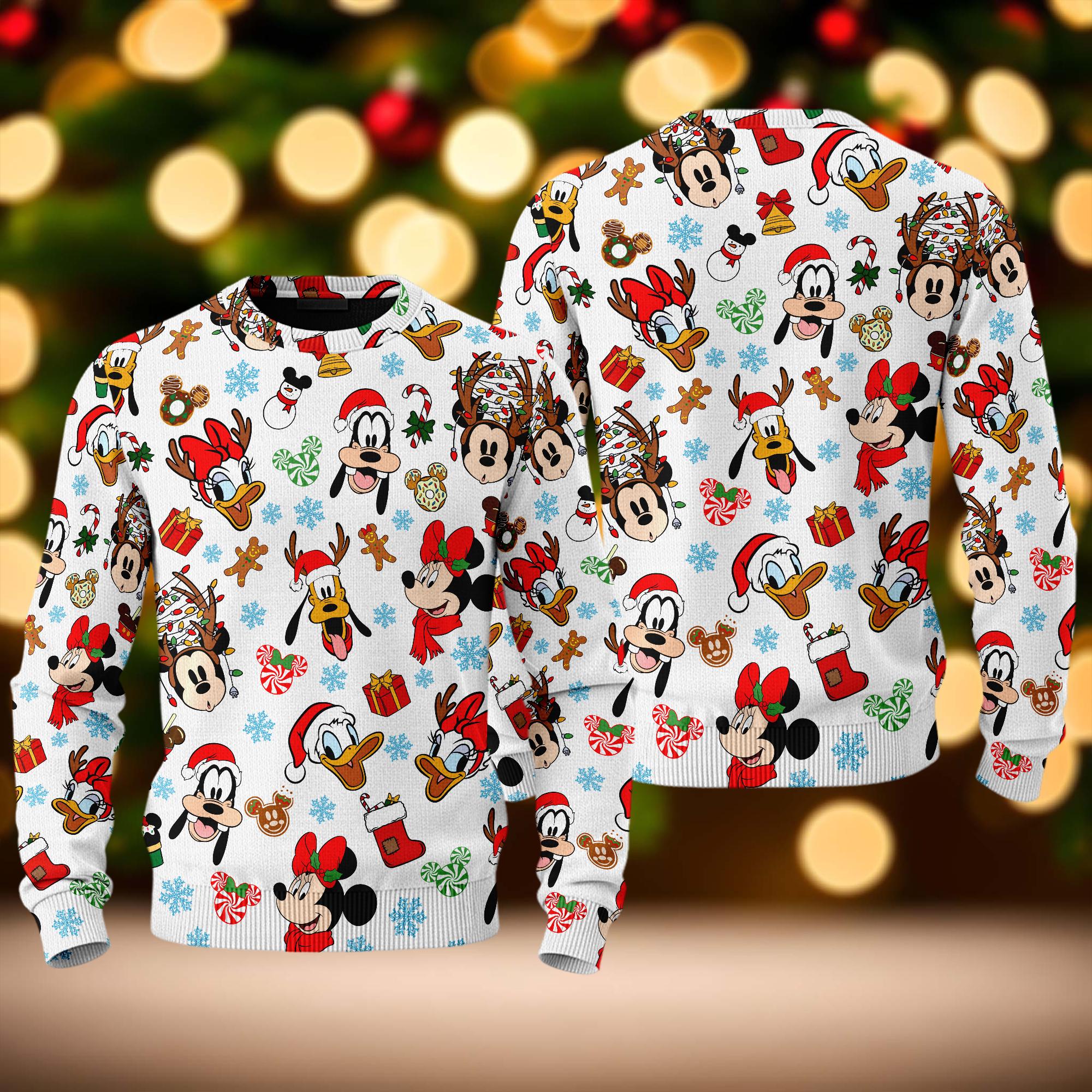 Discover Mickey Mouse And Friends Christmas Ugly Sweater, Mickey's Very Merry Christmas Party Ugly Sweatshirt, Mickey Candy Xmas Holiday Shirt