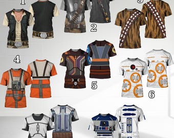 Star Wars Galaxy Hero Characters 3D Costume Shirt, Halloween Costume For Family Group T Shirt, Star Wars Movie Costume Matching Shirt