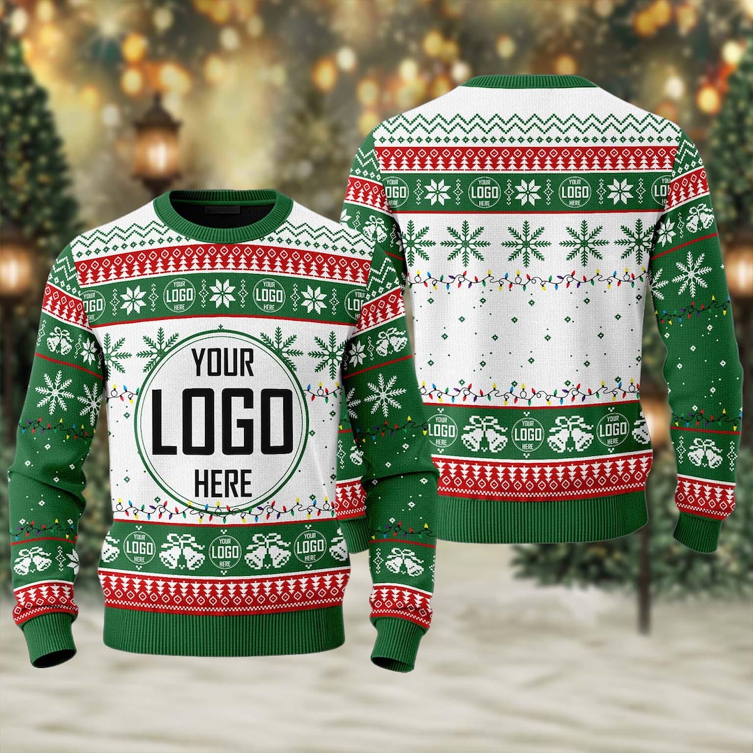Custom Your Logo Ugly Christmas Sweater, Personalized Company Logo Xmas ...
