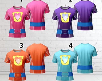 Heart Face 3D Super Cat Suit, Halloween Costume For Family Group T Shirt, Super Cat All Over Print Cosplay Party Friend Matching Shirt RE