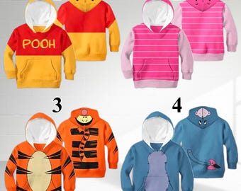 Pooh Tigger Piglet Eeyore 3D Adult T-shirt Hoodie, Winnie The Pooh Cosplay Costume Hoodie, Pooh And Friends Halloween Costume Shirt