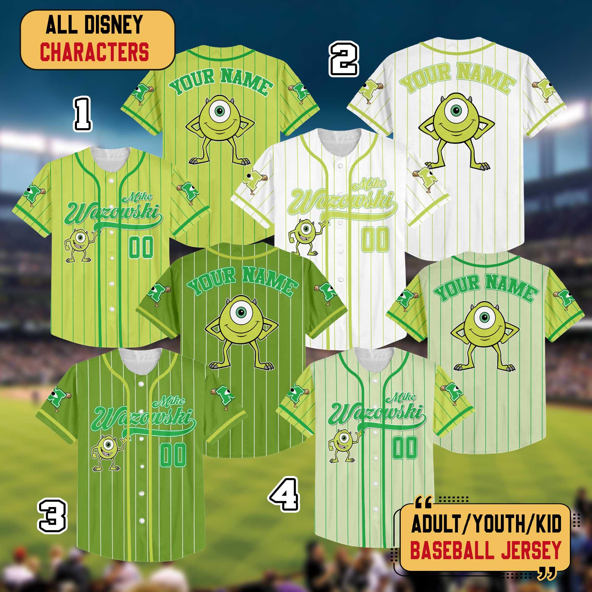 Personalized Disney Monster Inc Mike Wazowski Baseball Jersey