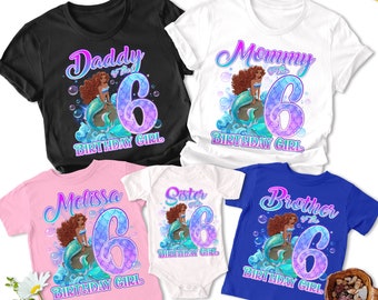 Personalized Little Black Mermaid Birthday Family Matching Shirt, Movie Birthday Girl Shirt, Mermaid Movie Black Girl Tee, Birthday Gift RE
