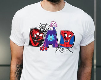 Personalized Spider Dad Shirt, Spider Hero And His Friends Men Tee, Custom Junior Hero Theme Kid Shirt, Hero Birthday Party Theme Gift RE