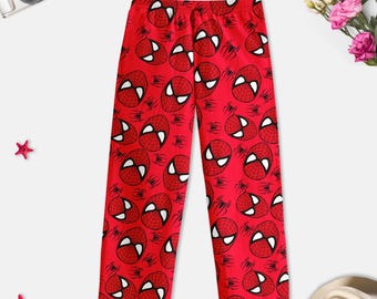 Spider Man Cartoon Pajama Pants, Spiderman Pajama Pants, Spider Man Friends Pajamas Pants, Spider Man Red Pajamas Pants, Spider Man Pjs