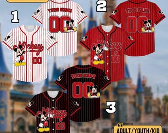 Personalized Cute Wdw Mickey Mouse Baseball Jersey, Custom WDW Jersey, Baseball Team, Mickey Mouse Birthday, Gift for Wdw Fan