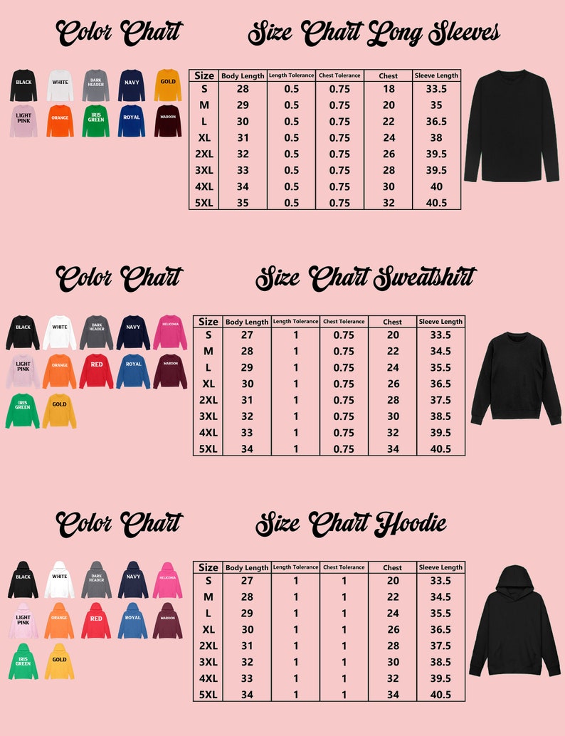 a chart showing the sizes of sweatshirts for men and women