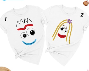 T-shirts assortis pour couple de jouets, chemise d'Halloween pour groupe de jouets, t-shirt de famille inspiré de jouets animés, chemise jouet couteau cuillère pour enfant/adulte