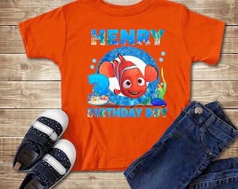 Personalized Finding Fish Birthday Shirt, Ocean Fish Birthday Shirt, Fish Character Custom Birthday Shirt, Fish Theme Birthday Gift For Kid