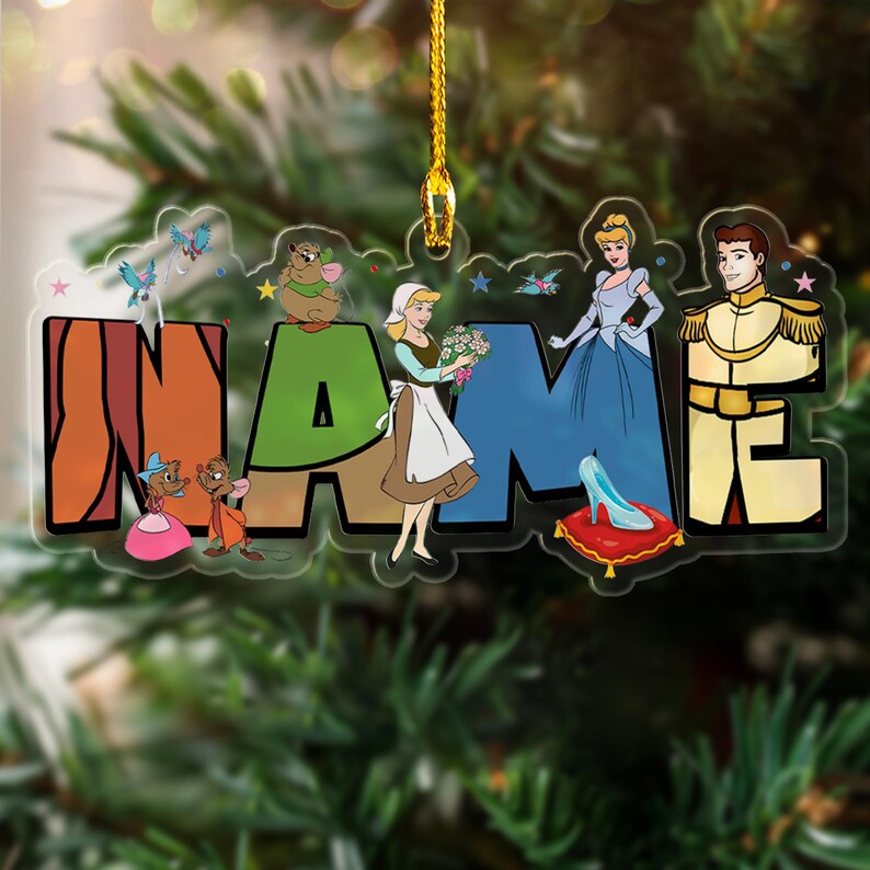 Personalized Cinderella Christmas Ornament, Custom Magic Shoe Princess