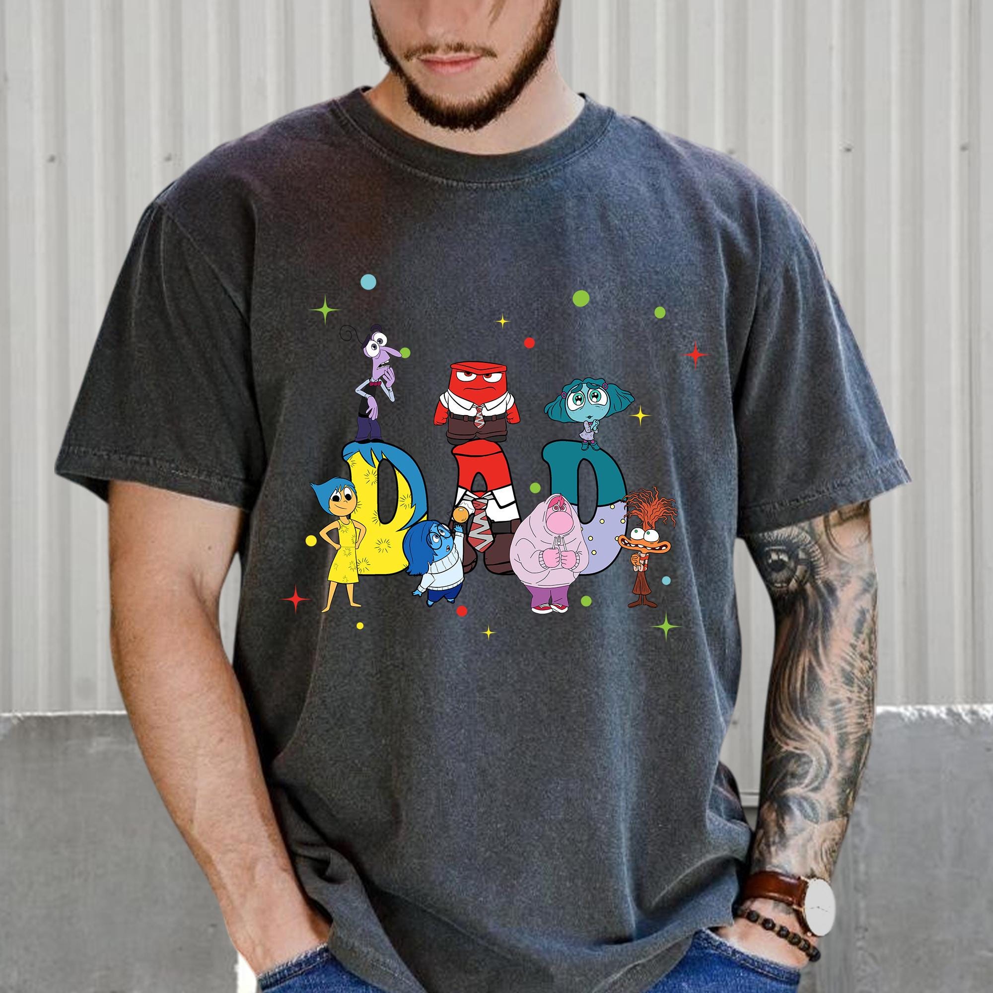 Personalized Disney Inside Out 2 Characters Dad Shirt For Family, Inside Out Father's Day Shirt, Custom Inside Out Cartoon Matching Outfit