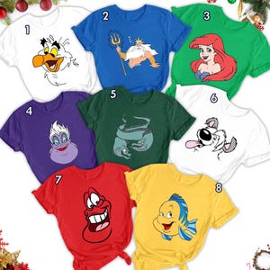 Custom Mermaid Princess Characters Group Matching T-Shirt, Red Hair Mermaid Princess Shirt, Little Princess Family, Cartoon Shirt For Friend
