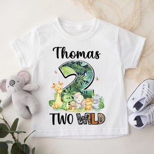 Personalized Two Wild Shirt, Wild Second Birthday Shirt, Custom Animal Birthday Boy Shirt, Baby Birthday Party Gift, Jungle Theme Tee RE