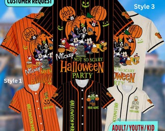 Custom Mickey's Not-So-Scary Halloween Party Matching Jersey, Disney Halloween Family Matching Baseball Jersey, Disney Halloween Jersey
