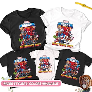Personalized Birthday Shirt For Superhero, Superhero Family Custom Shirt, Super Hero Birthday Theme Party Shirt, Hero Family Matching Tee RE