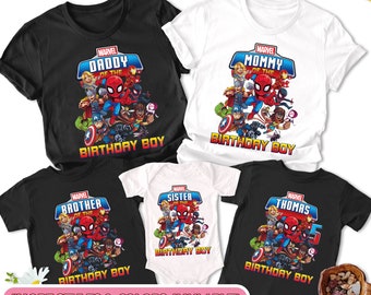 Personalized Birthday Shirt For Superhero, Superhero Family Custom Shirt, Super Hero Birthday Theme Party Shirt, Hero Family Matching Tee RE
