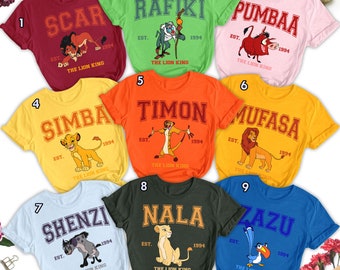 T-shirt personnalisé assorti au groupe de personnages de film L'Empereur lion, chemise animée personnages roi animal, chemises animées mignon bébé lion RE