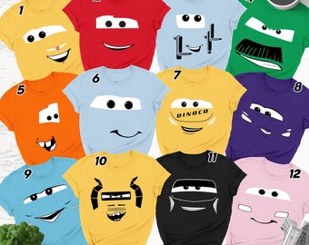 Cars Characters Shirt, Cars Group Halloween Costume Shirt, Cars Theme Birthday Shirt, Cars Face Tee, Lightning Car Kid Shirt, Gift For Son