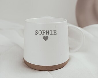 Steinguttasse - Minimalistisch - Keramik - Becher - Herz - Personalisiert - Personalisierte Tasse