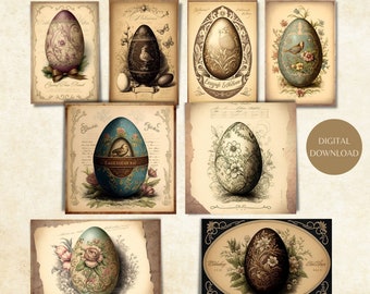 Vintage Easter 3x4 Digital Journaling Cards - Etsy