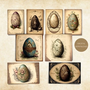 Stampabili di Pasqua vintage/Collezione di uova di Pasqua/Carte di journaling vintage/Effimeri di Scrapbooking/Fiori di Pasqua/Download digitale