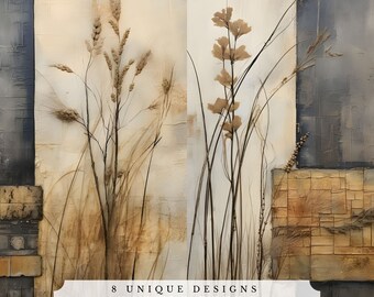 Rustic Reeds Journaling Cards, Dried Grass Ephemera (Digital Download)