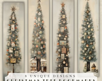Christmas Tree Bookmarks, Holiday Junk Journal Ephemera (Digital Download)