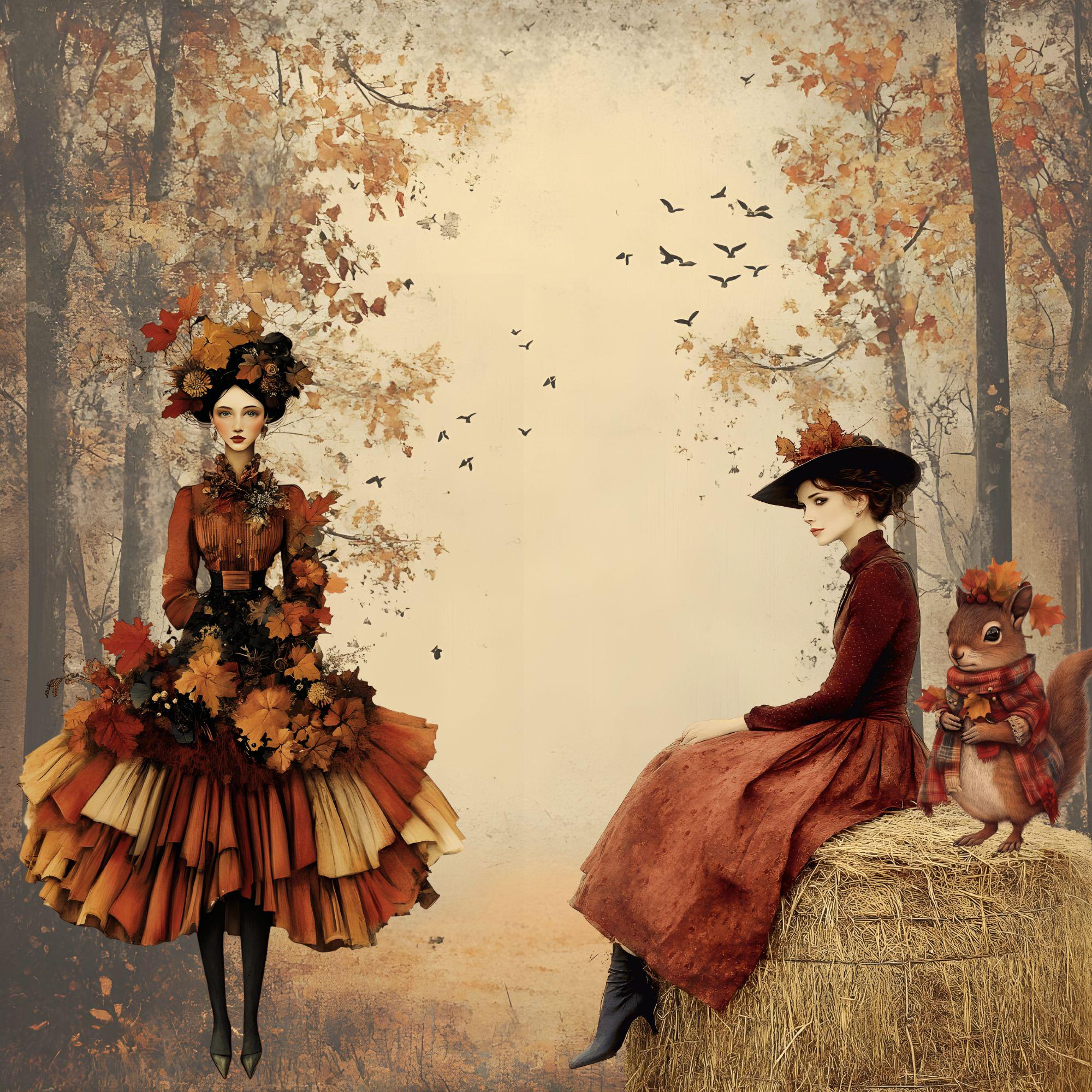Autumn Whimsy Clipart, Fall Collage Backdrops (digital Download) - Etsy
