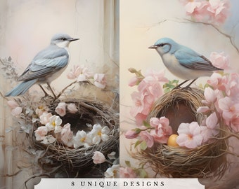 Bird Nests Journaling Cards, Printable Ephemera (PDF)
