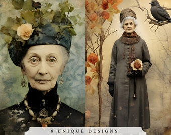 Elderly People Portraits, Vintage Ephemera, Junk Journal, Scrapbooking (PDF & JPG)
