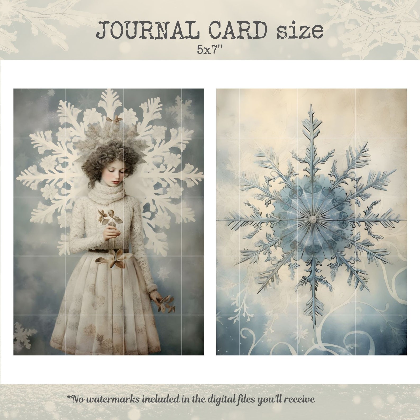 Snowflake Winter Junk Journal Pages, Printable Ephemera (digital ...