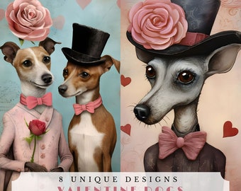 Valentine Dogs Junk Journal Pages, Puppy Love Printable Ephemera (PDF)