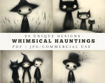 Whimsical hauntings: Creepy-Cute Halloween Graphics for Junk Journals, Scrapbooks and Collages (Digital Download)