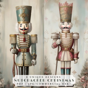 Páginas de diário de lixo de Natal do quebra-nozes, papéis imprimíveis para scrapbooking e confecção de cartões, coisas efêmeras de colagem digital