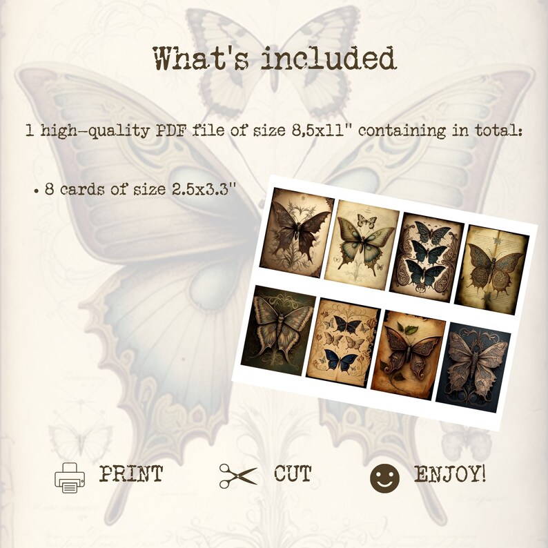 Vintage Butterflies ATC Cards Medieval Style Collage Sheet Etsy