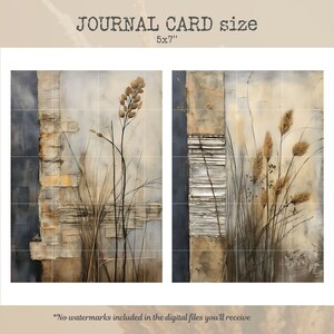 Rustic Reeds Journaling Cards, Printable Dried Grass Ephemera for Junk ...