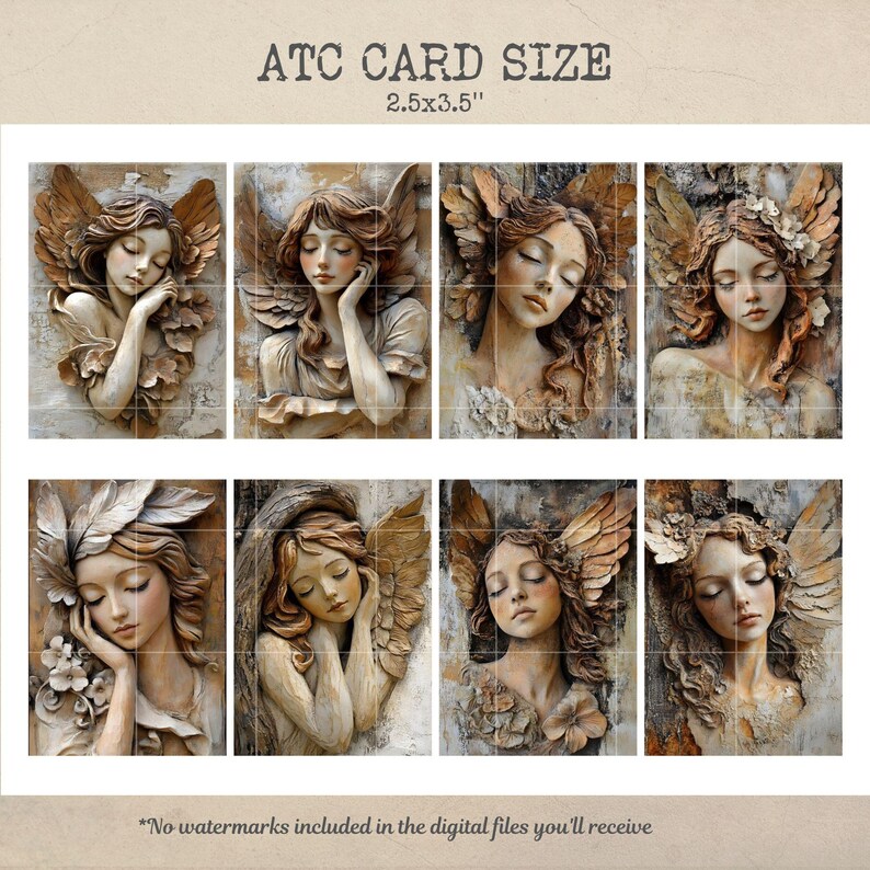 Angel Collection Sheets Rustic Angels, Religious Junk Journal Pages, Printable Ephemera for ...