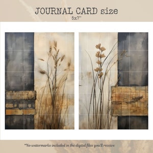 Rustic Reeds Journaling Cards, Printable Dried Grass Ephemera for Junk ...