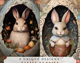 Easter Bunny Junk Journal Pages, Ephemera, Scrapbook Printables (Digital Download)